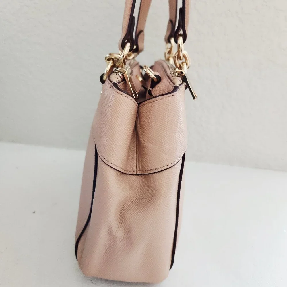 Like New Coach Mini Brooke Blush Leather Shoulder Bag Purse - Picture 6 of 17